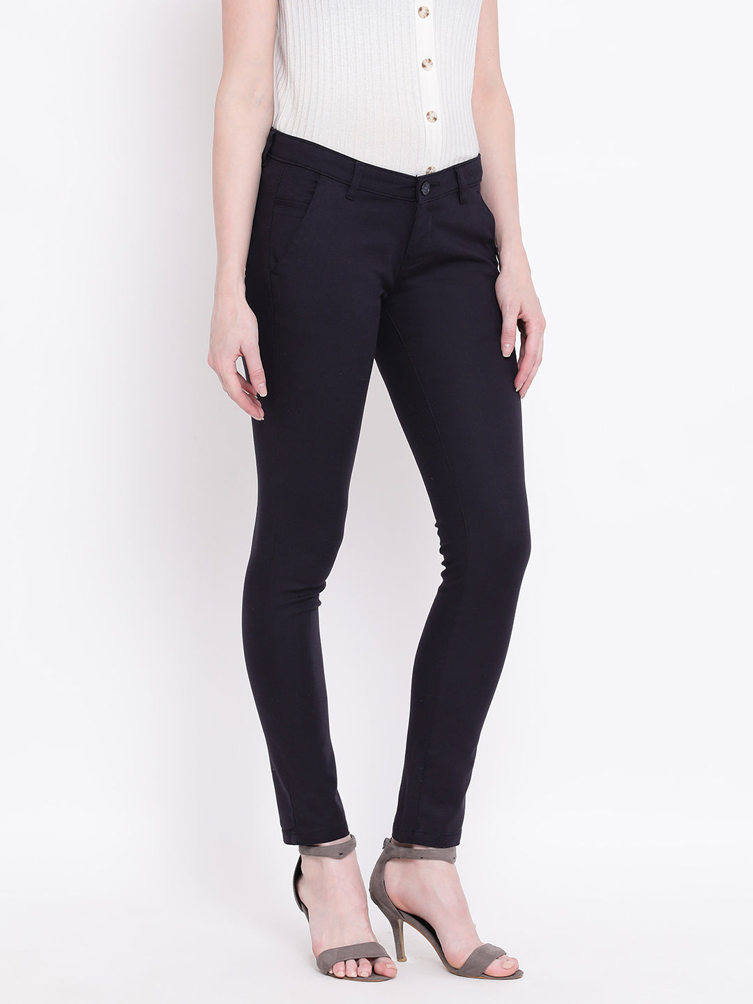 Buy Womens Black Slim Fit Trousers for Women Online at Bewakoof