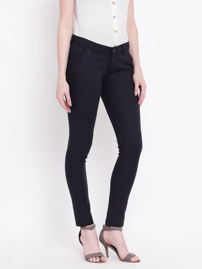 Black Slim Fit Trousers - Women Trousers