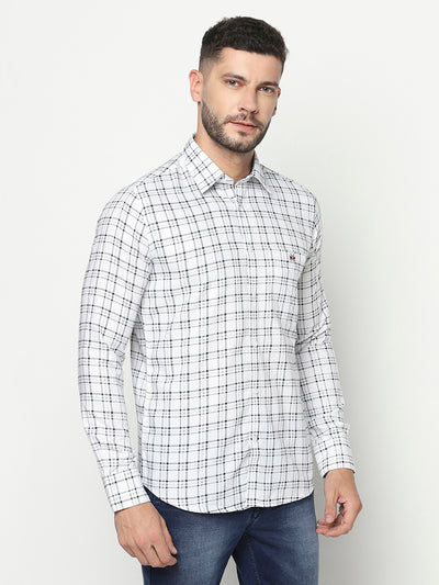 White Tartan Checked Shirt-Men Shirts-Crimsoune Club