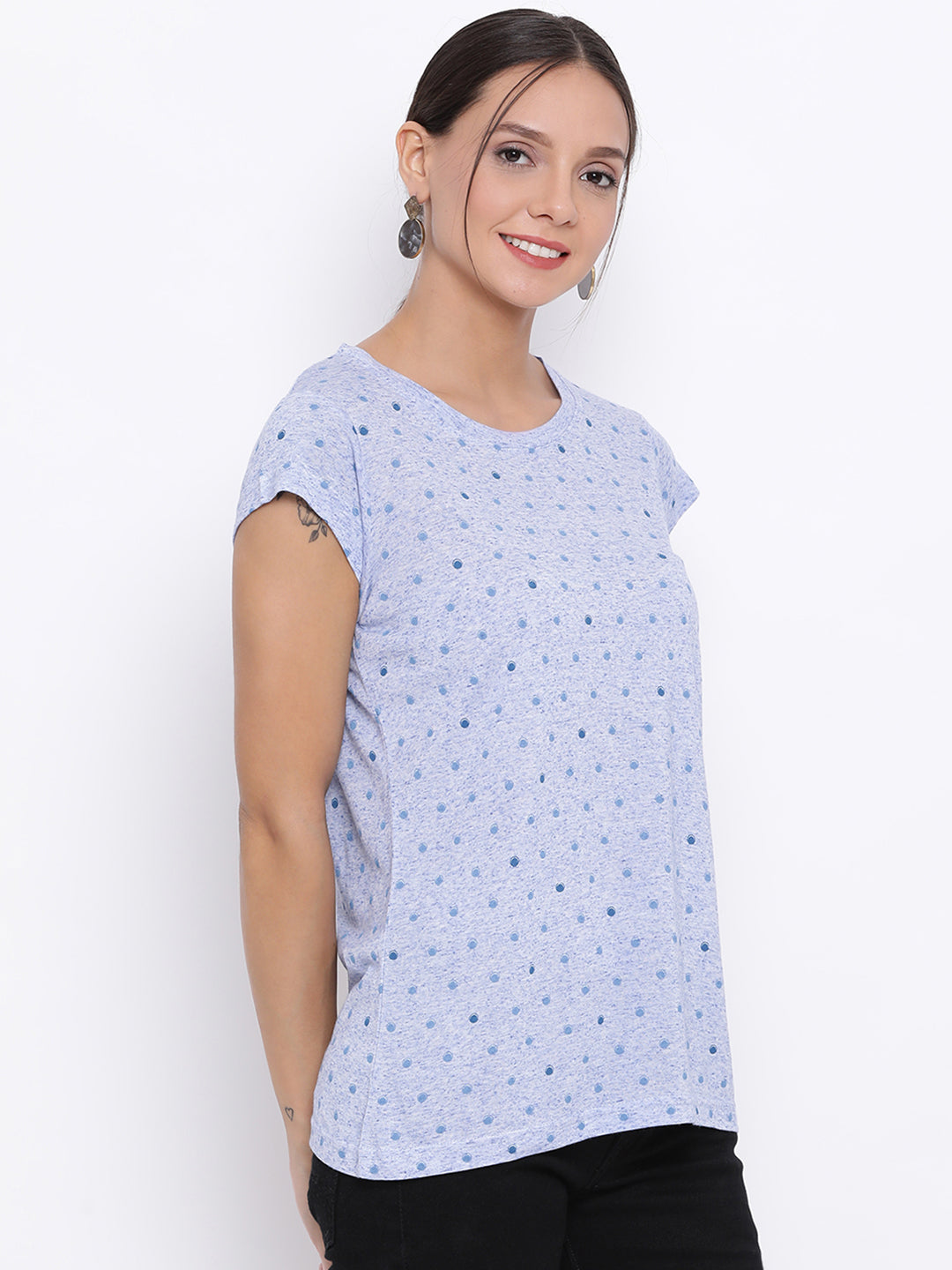 Blue Dotted T-Shirt - Women T-Shirts