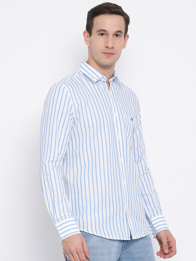 Blue Striped Button up Shirt - Men Shirts