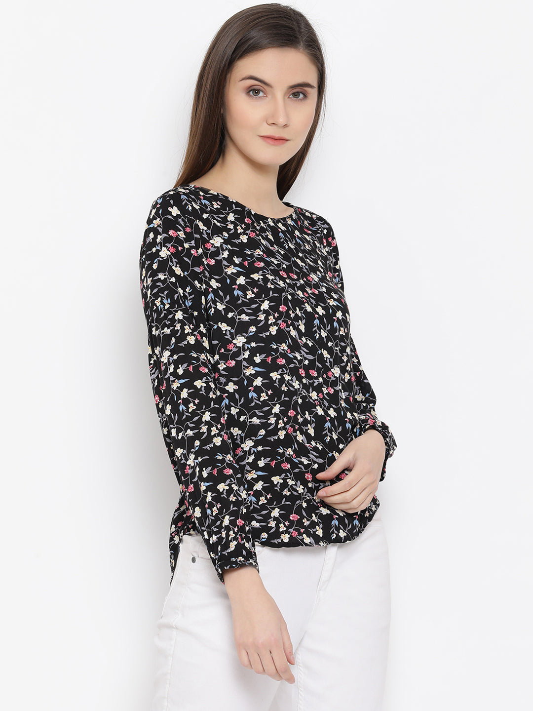 Black Floral Top - Women Tops