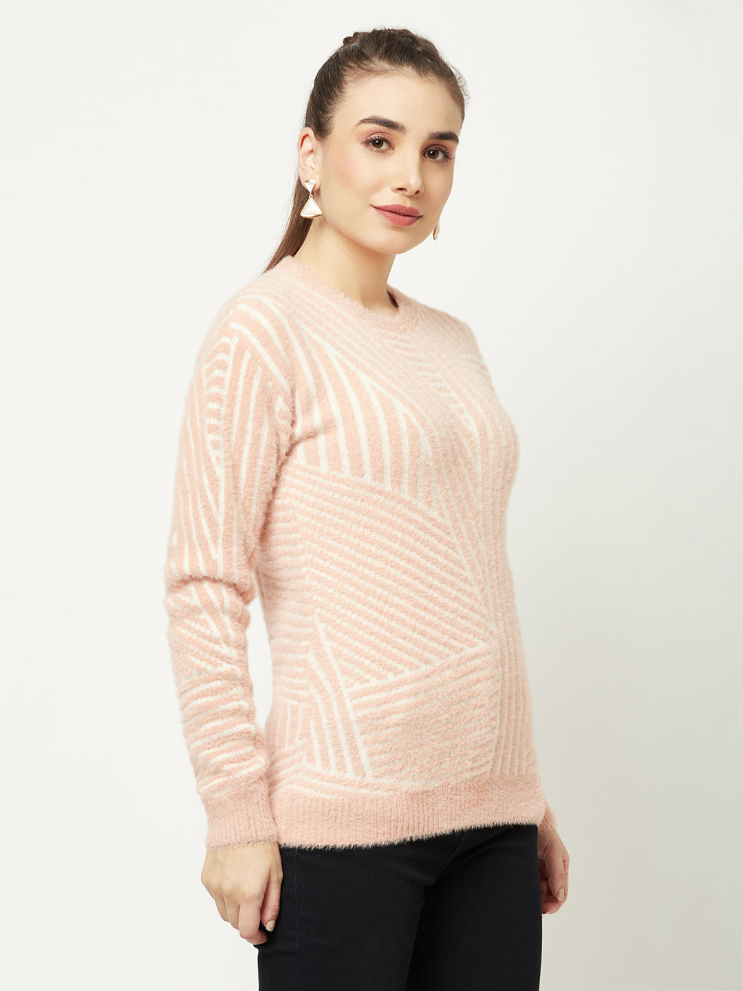  Fuzzy Pink Abstract Sweater