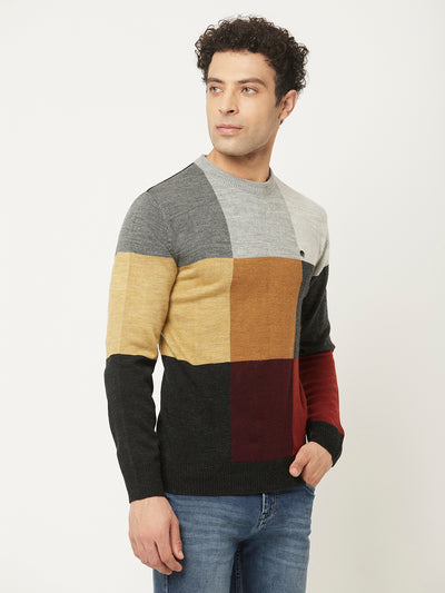 Multi-Colour Sweater in Colour-Blocks-Men Sweaters-Crimsoune Club