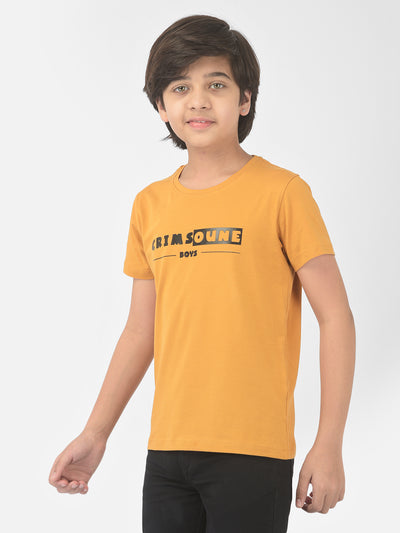 Mustard Printed Round Neck T-shirt - Boys T-Shirts