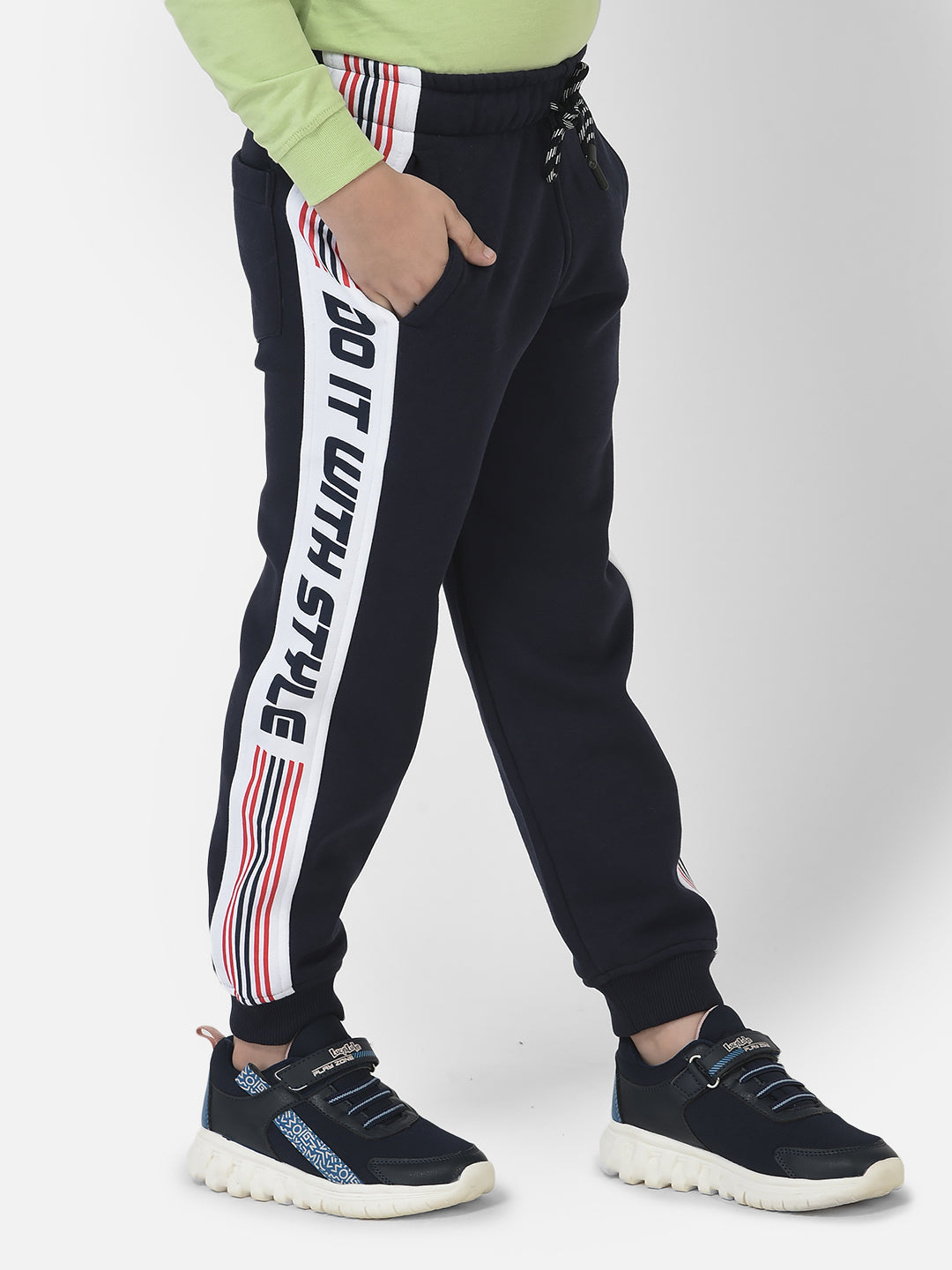 Navy Blue Joggers with Typographic Styling 