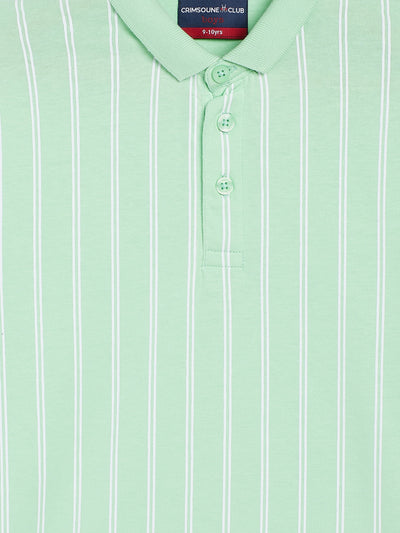 Green Striped Polo Neck T-Shirt - Boys T-Shirts