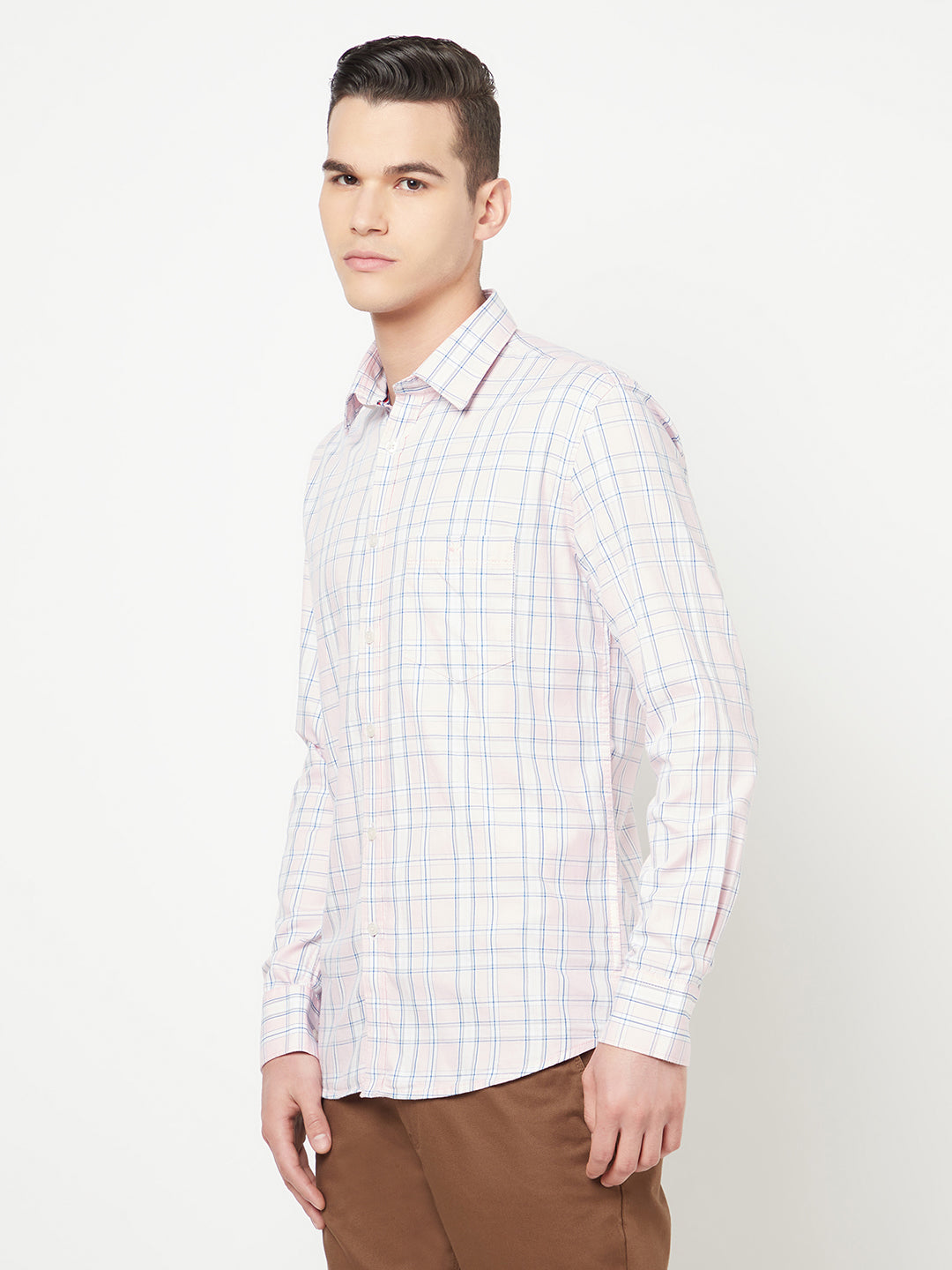 Light Pink Checked Shirt - Men Shirts