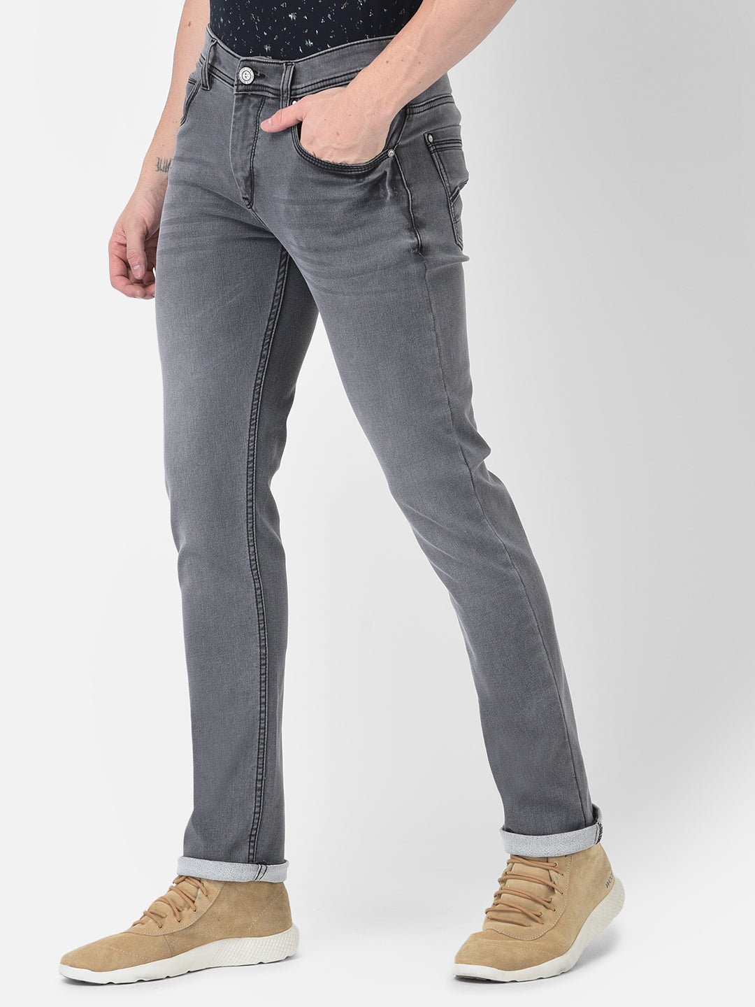 Light Grey Jeans-Men Jeans-Crimsoune Club