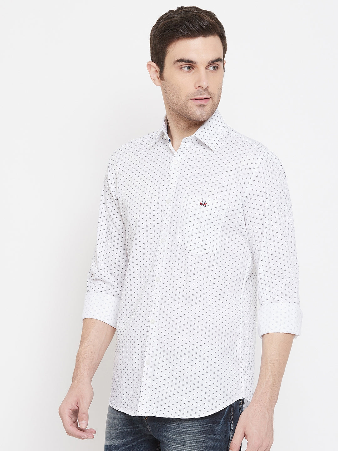 White Printed Button up Shirt - Men Shirts