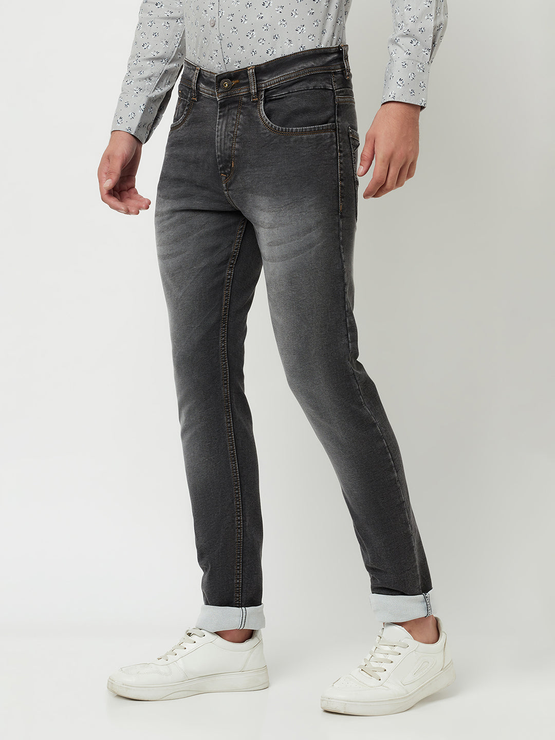 Grey Light Faded Jeans-Men Jeans-Crimsoune Club