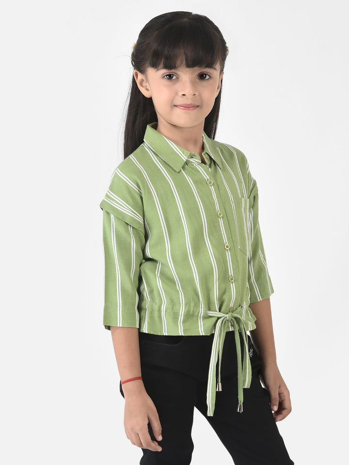 Light Green Shirt with Tie-Up Detail