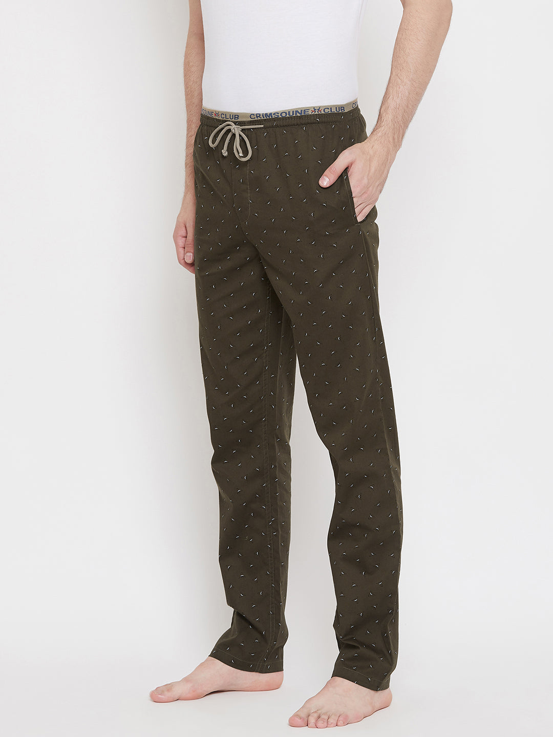 Olive Printed Lounge Pants - Men Lounge Pants