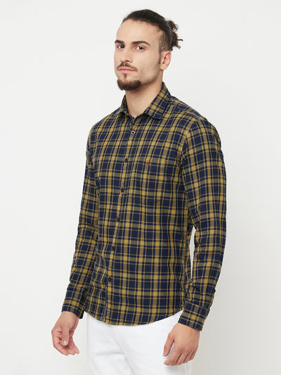 Beige Checked Casual Shirt - Men Shirts