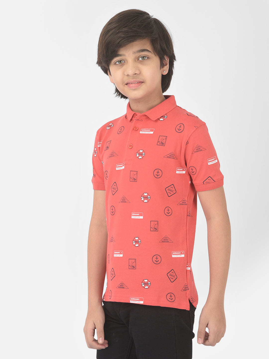 Pink Printed Polo T-shirt - Boys T-Shirts