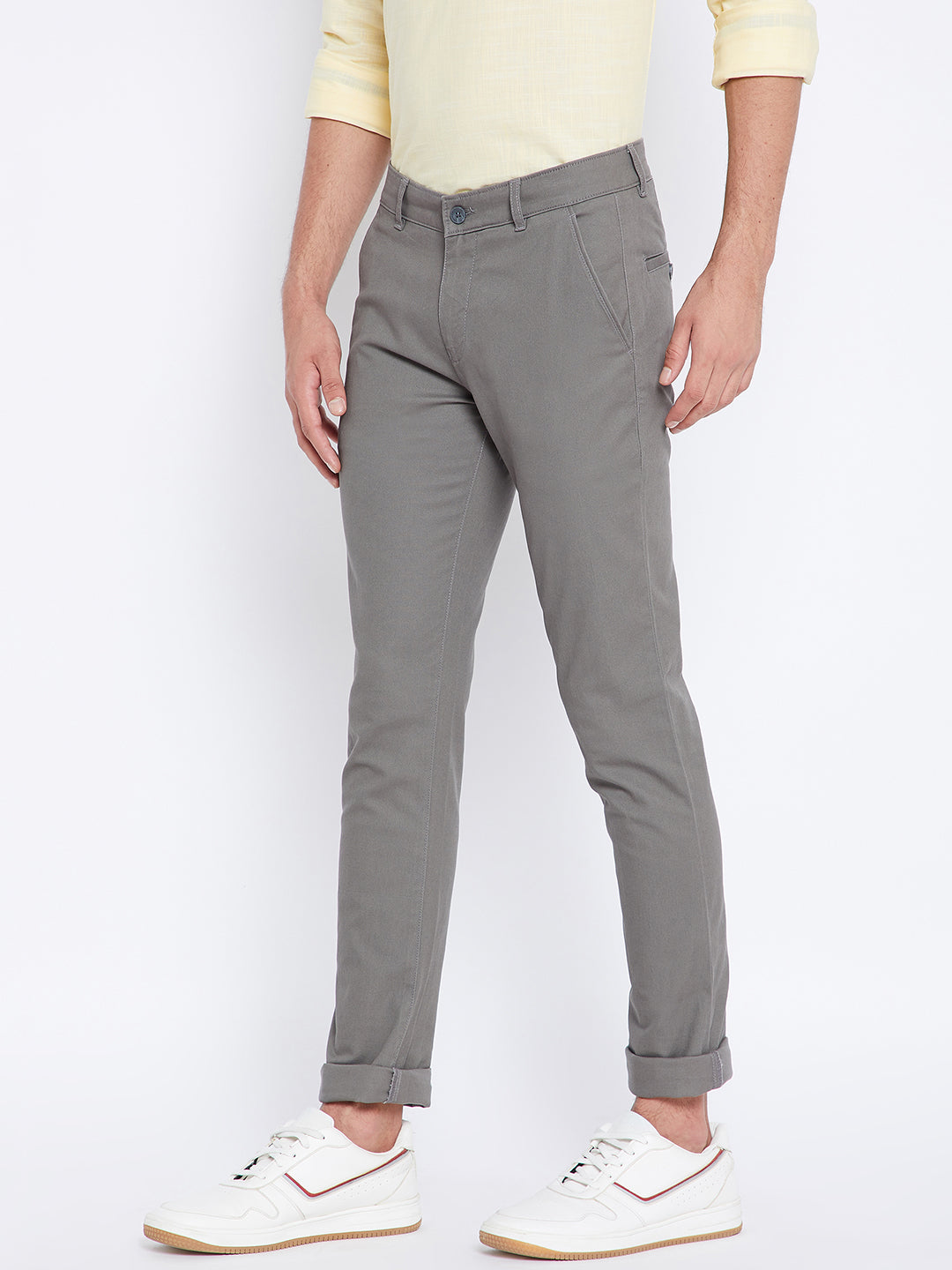 Grey Slim Fit Trousers - Men Trousers