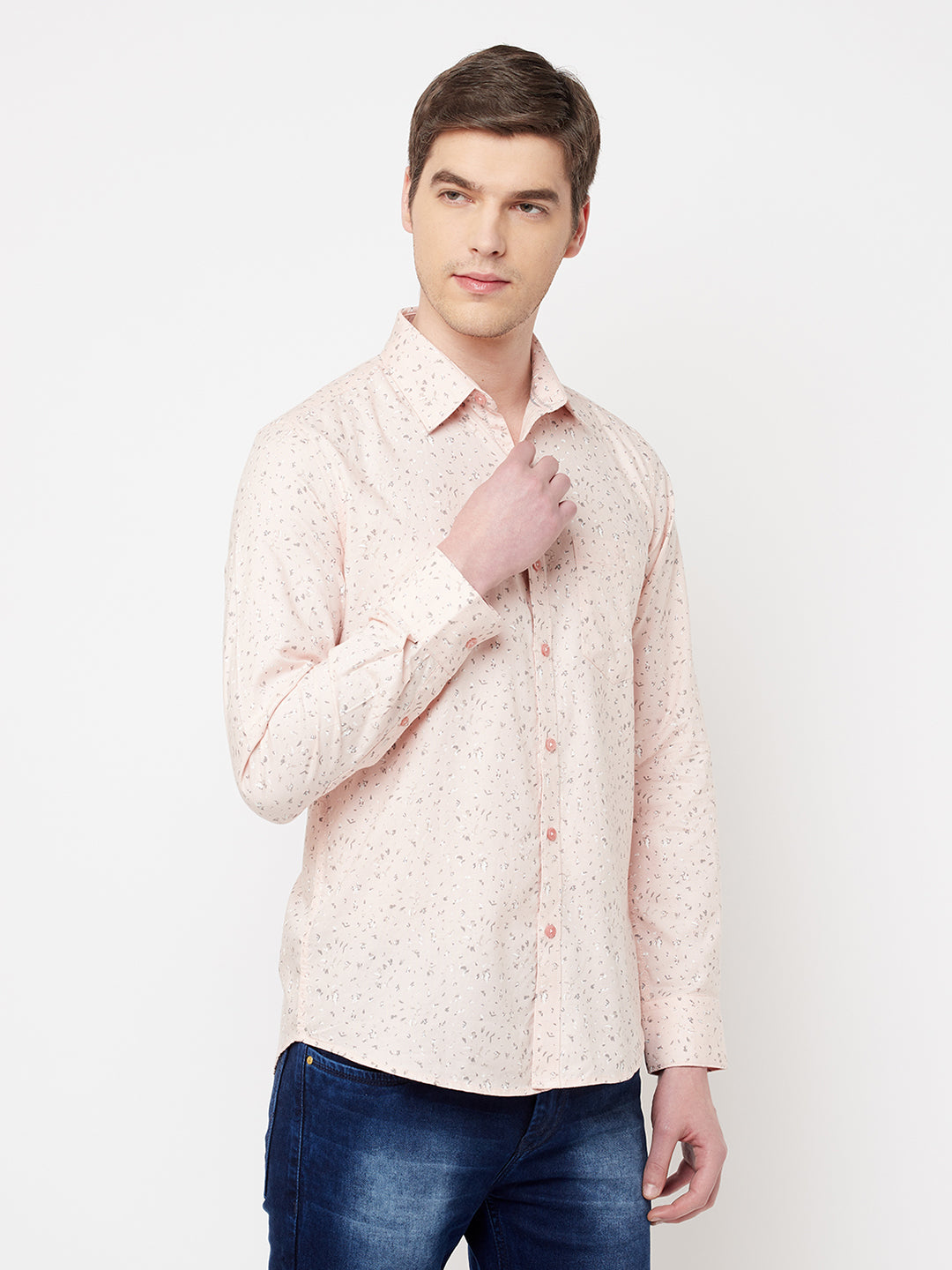 Peach Printed Casual Shirt - Men Shirts