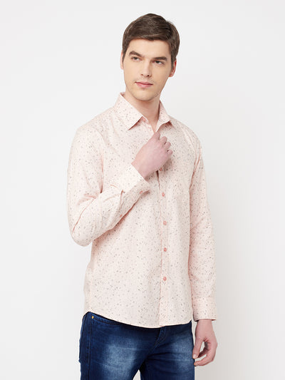 Peach Printed Casual Shirt - Men Shirts