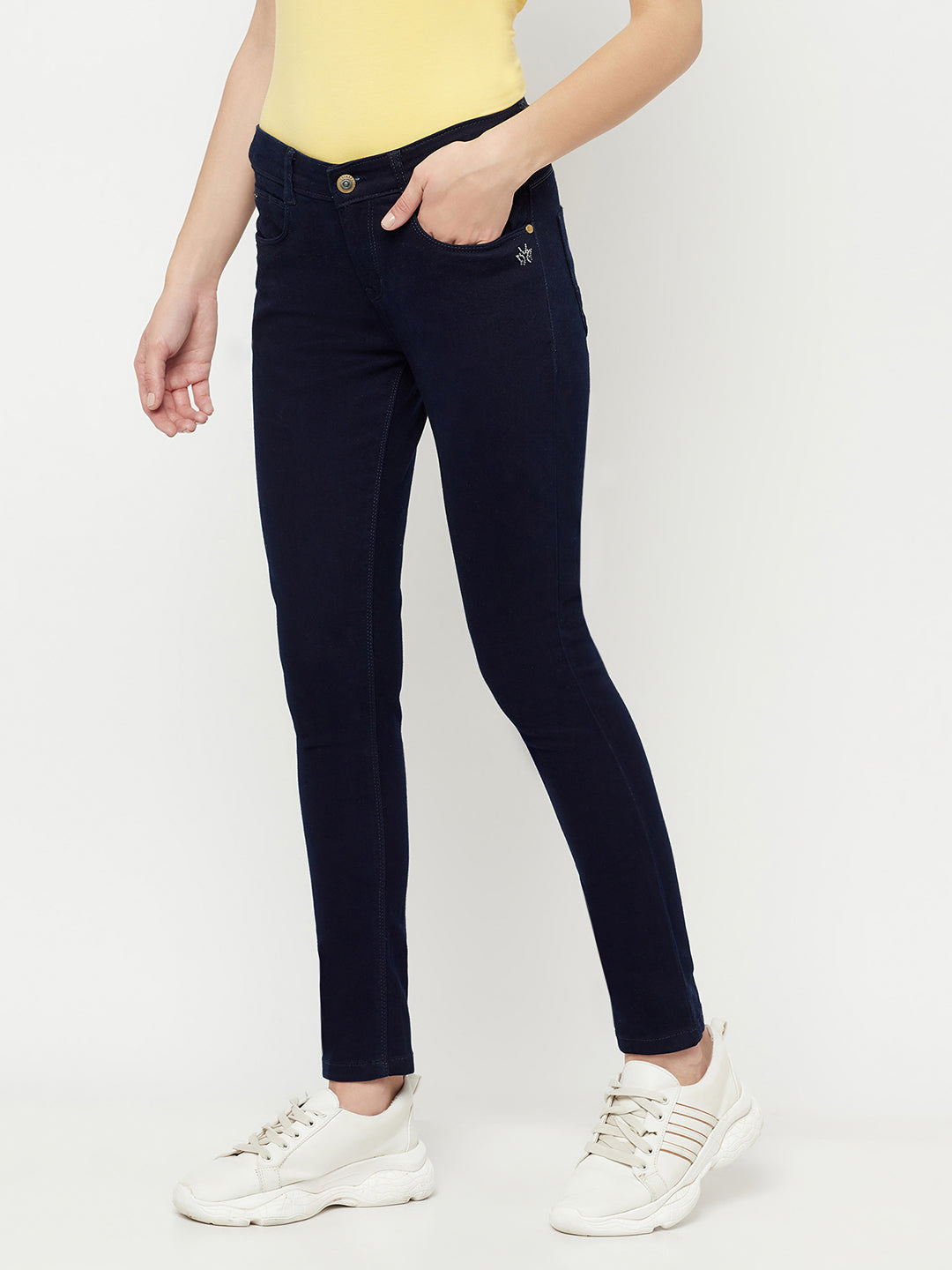 Navy Blue Ankle Length Jeans - Women Jeans