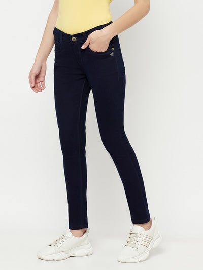 Navy Blue Ankle Length Jeans - Women Jeans