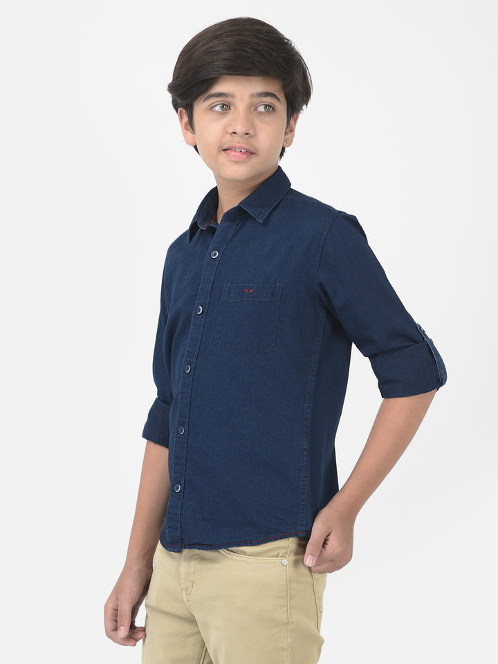Navy Blue Denim Shirt - Boys Shirts