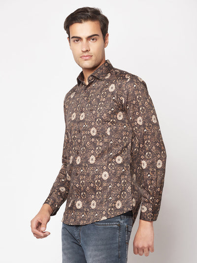  Olive Motif Print Shirt
