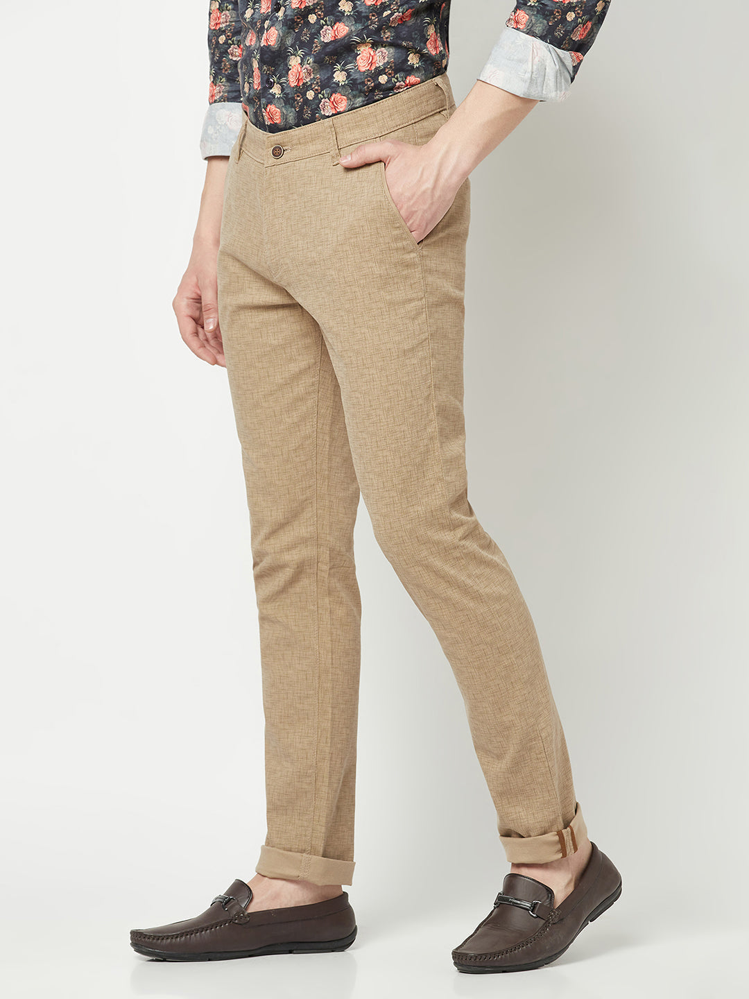 Light Fawn Textured Trousers