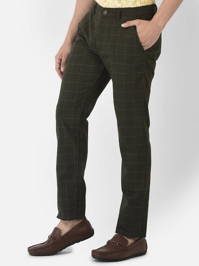  Olive Trousers in Graph Checks 