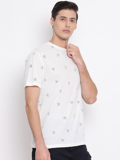 White Printed T-shirt - Men T-Shirts