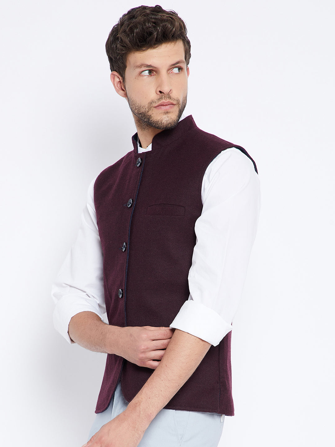 Maroon Reversible Waistcoat - Men Waist Coat