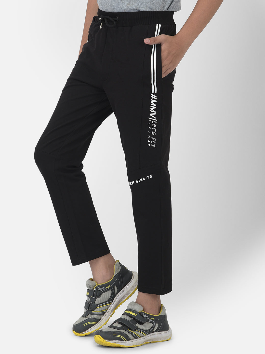 Black Typographic Track Pants - Boys Track Pants