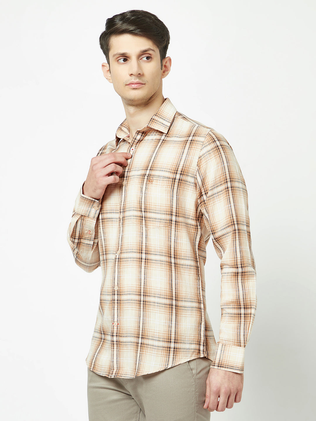  Brown-Toned Checkered Shirt