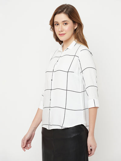 White Checked Casual Shirt - Women Shirts