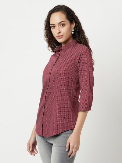 Maroon Printed Shirt-Women Shirts-Crimsoune Club