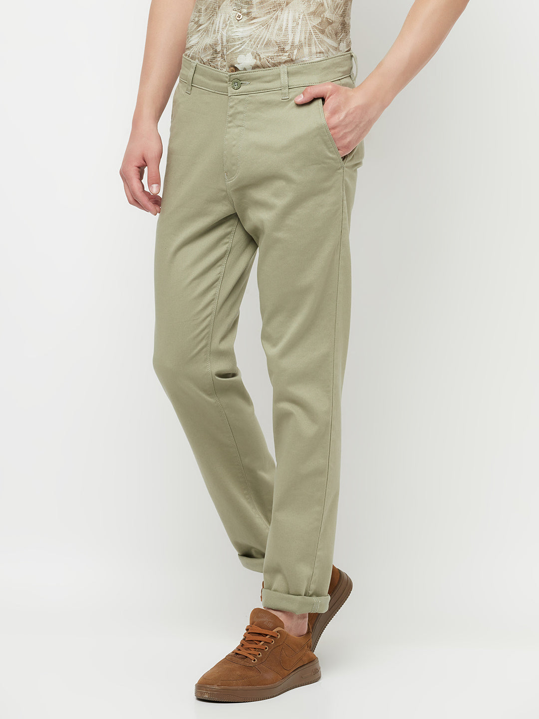 Olive Casual Trousers - Men Trousers