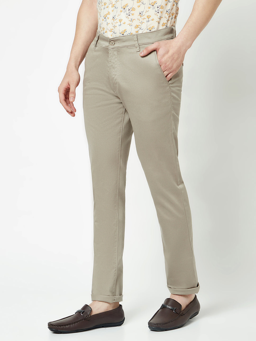  Grey Textured Chino Trousers