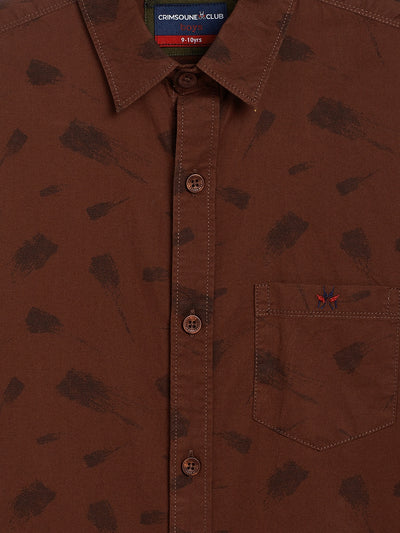 Brown Printed Causal Shirt - Boys Shirts