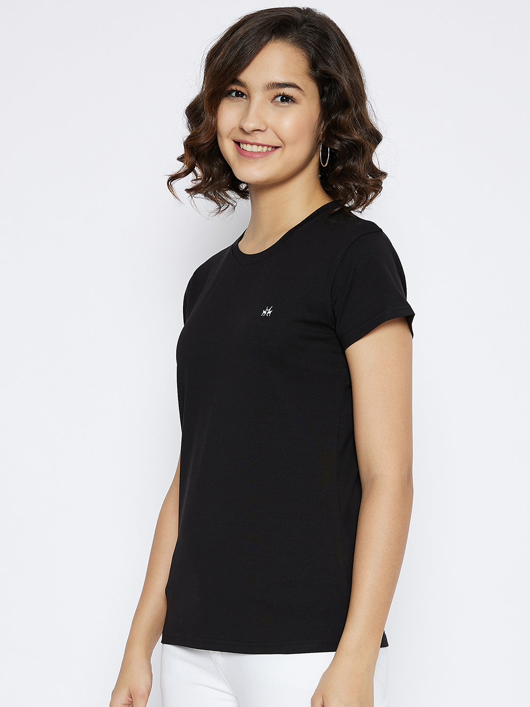 Black Round Neck T-shirt - Women T-Shirts