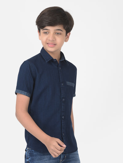 Navy Blue Denim Shirt - Boys Shirts