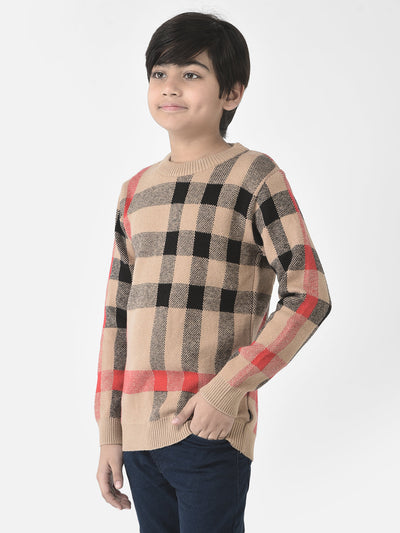  Camel Checkered Sweater