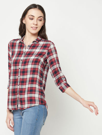  Maroon Checked Casual Shirt
