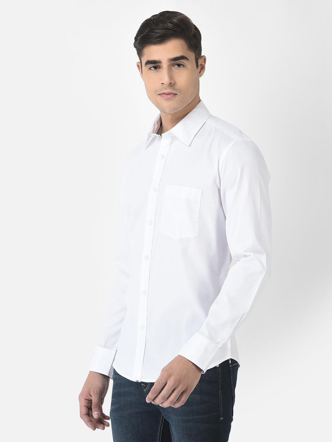  White Button-Down Shirt in Pure Cotton