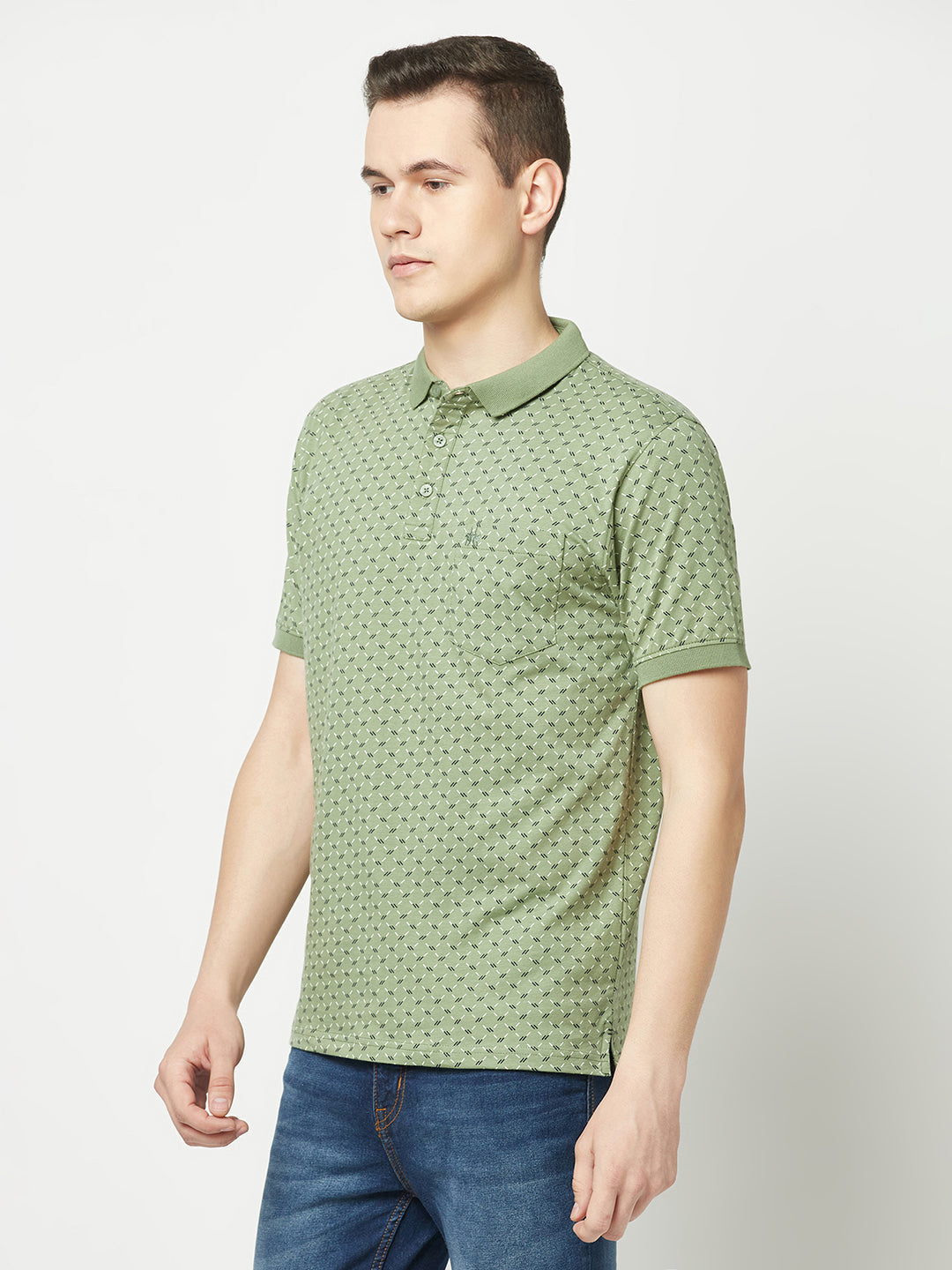  Fern Green Geometric Polo T-Shirt