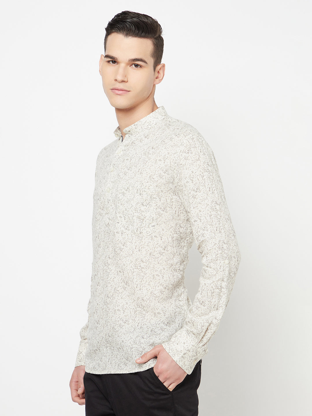 Beige Printed Kurta - Men Kurtas