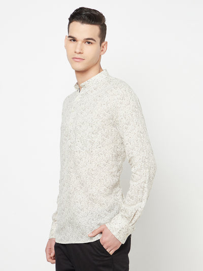 Beige Printed Kurta - Men Kurtas