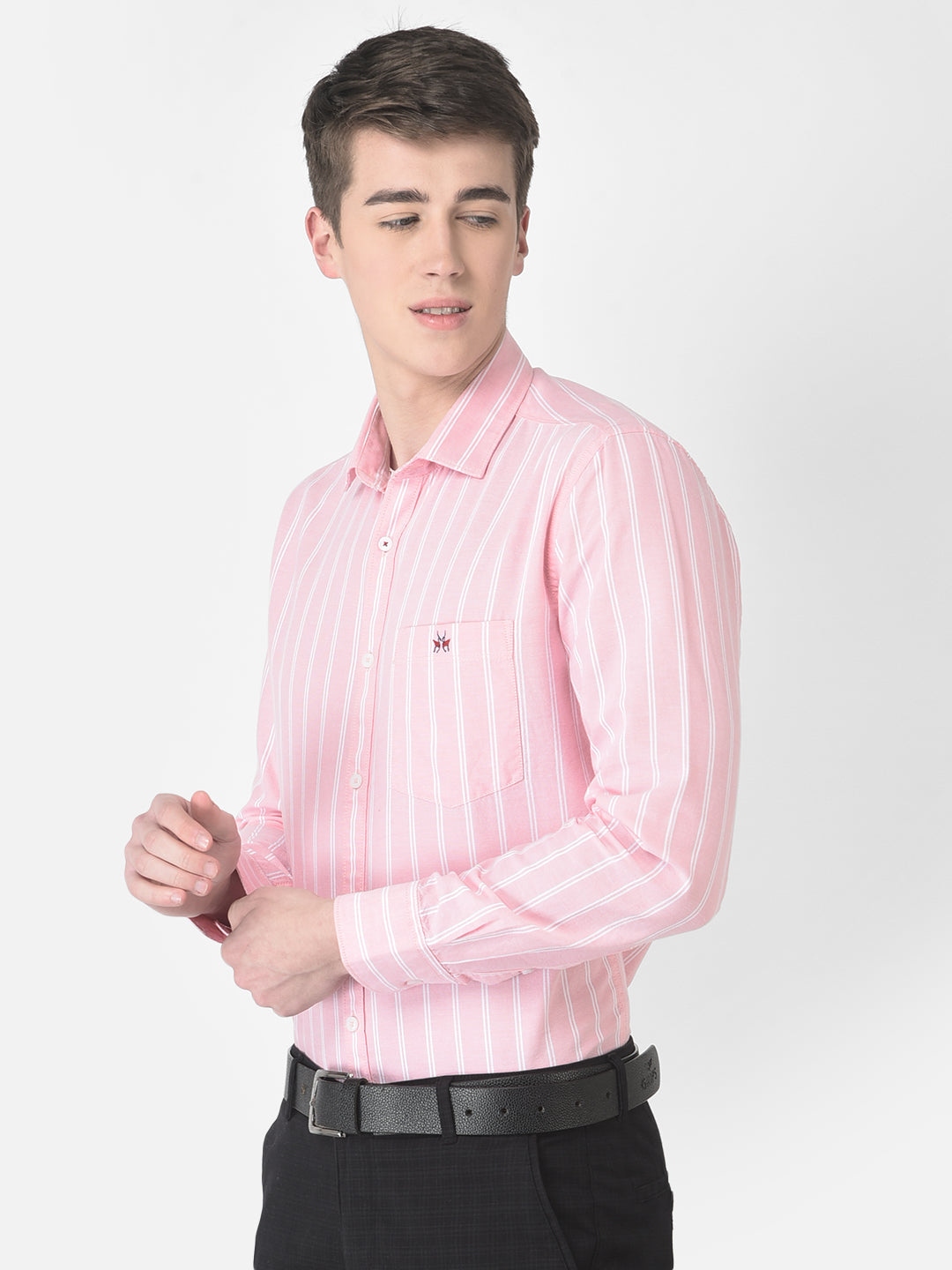  Pink Stripe Print Shirt 