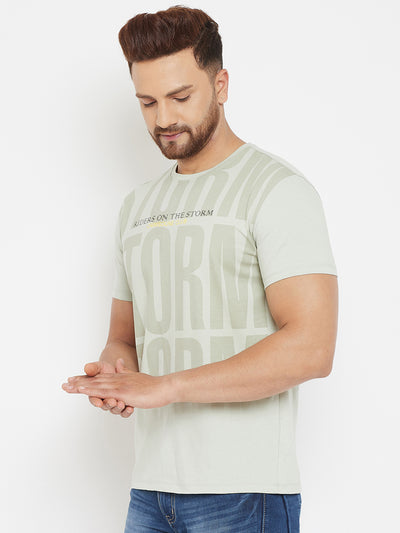 Green Printed Round Neck T-Shirt - Men T-Shirts