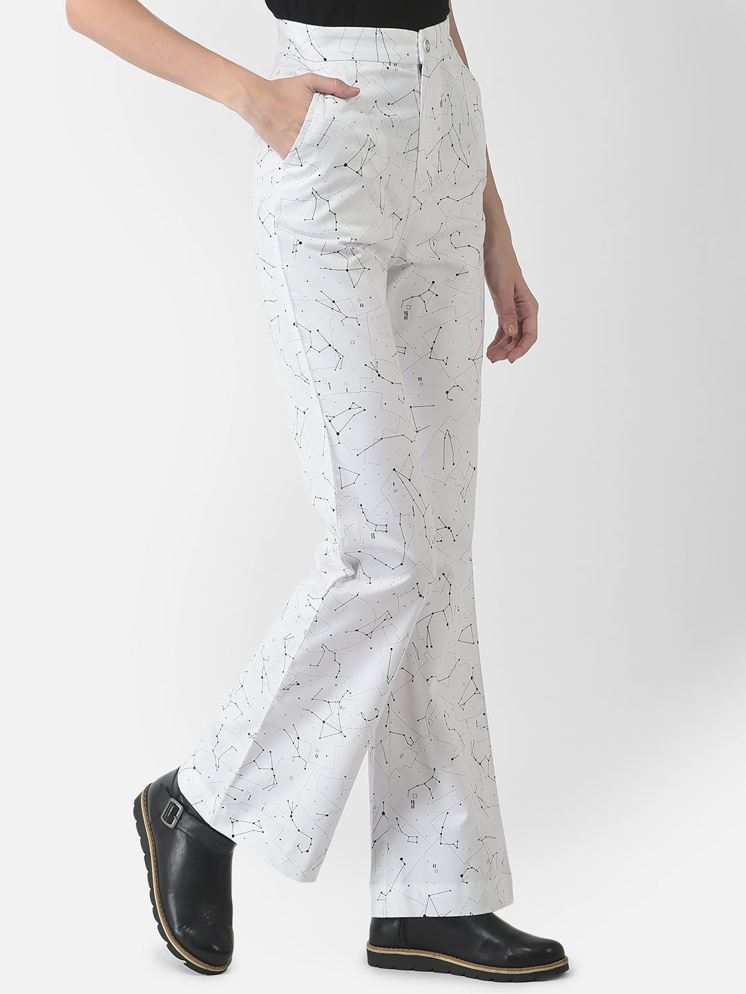 Black Constellation Bootcut Trousers-Women Trousers-Crimsoune Club