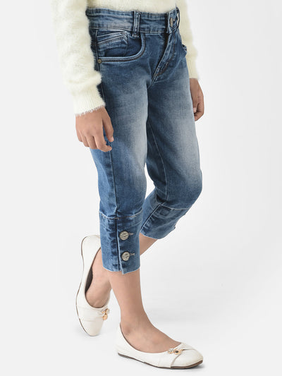 Denim Capri with Button Detailing