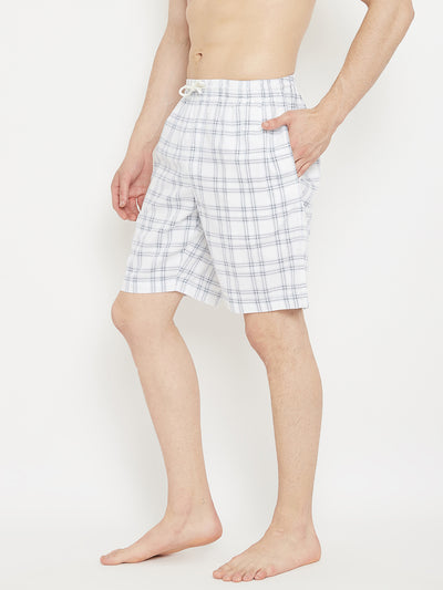 White Checked Lounge Shorts - Men Lounge Shorts